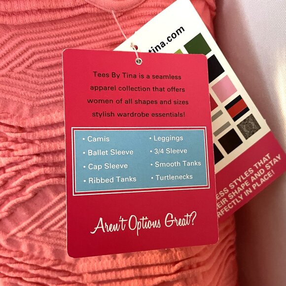 NWT Tees by Tina Lattice Super Stretch Tank Top Coral One Size Fits Most! - Picture 8 of 9